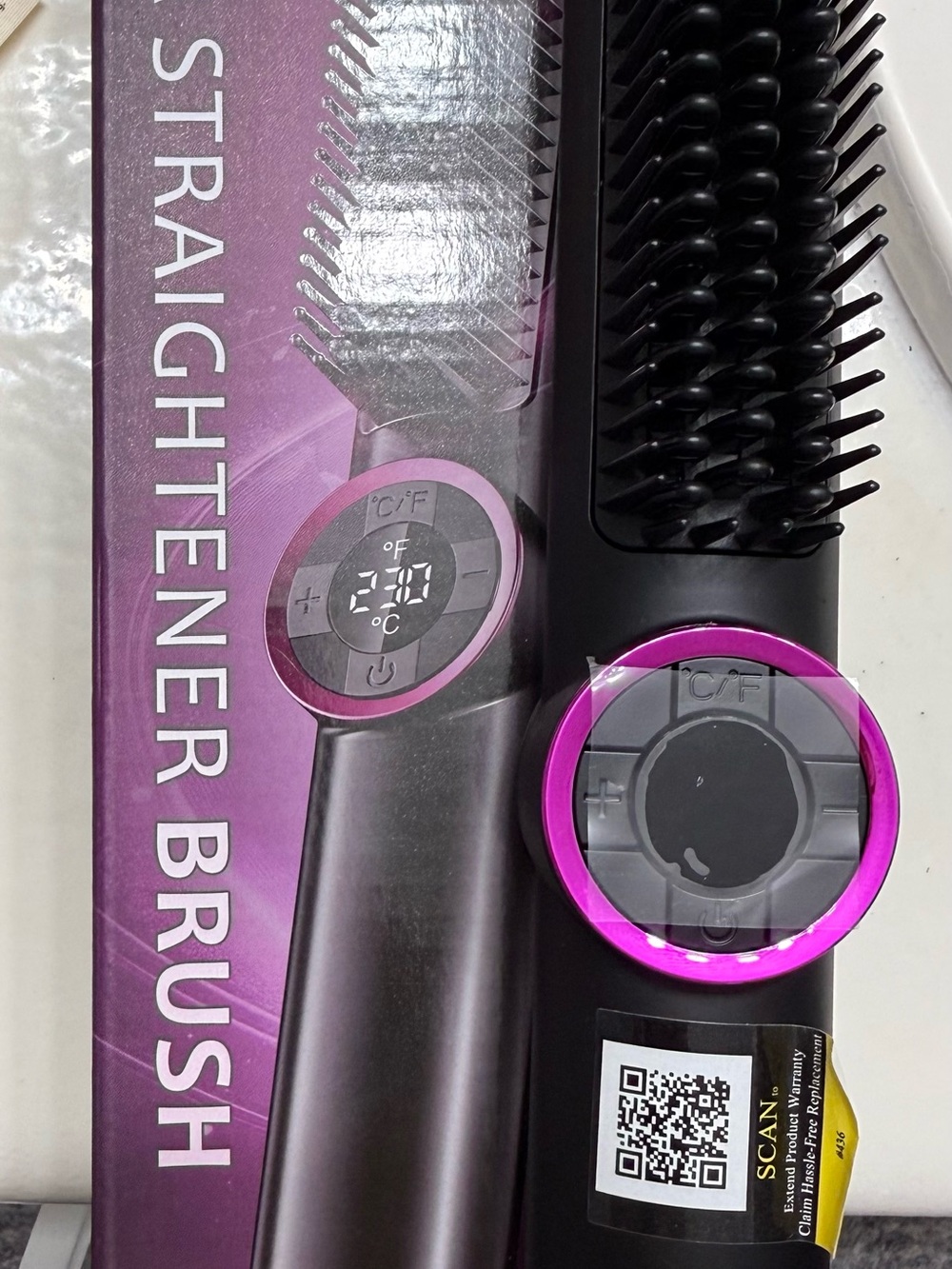 Purple Digital Straightener Brush with Temperature Control
